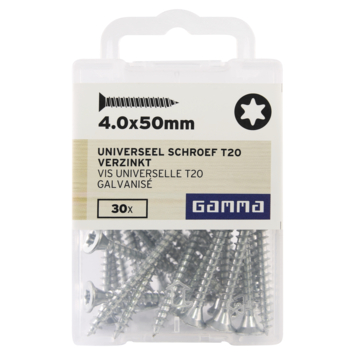 GAMMA schroef universeel platkop verzinkt 4.0x50 mm 30 stuks