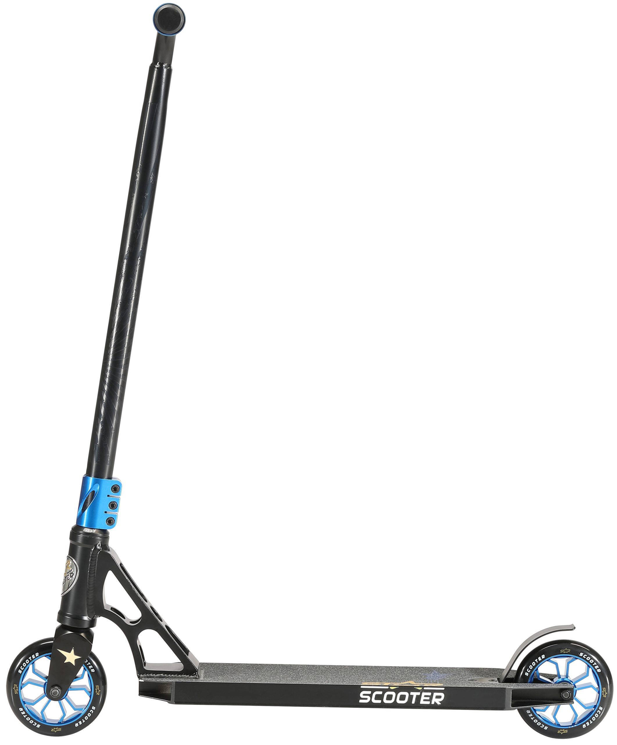 STAR SCOOTER Freestyle Jump alu stuntstep, 110mm Pro Trick Roller, zwart blauw