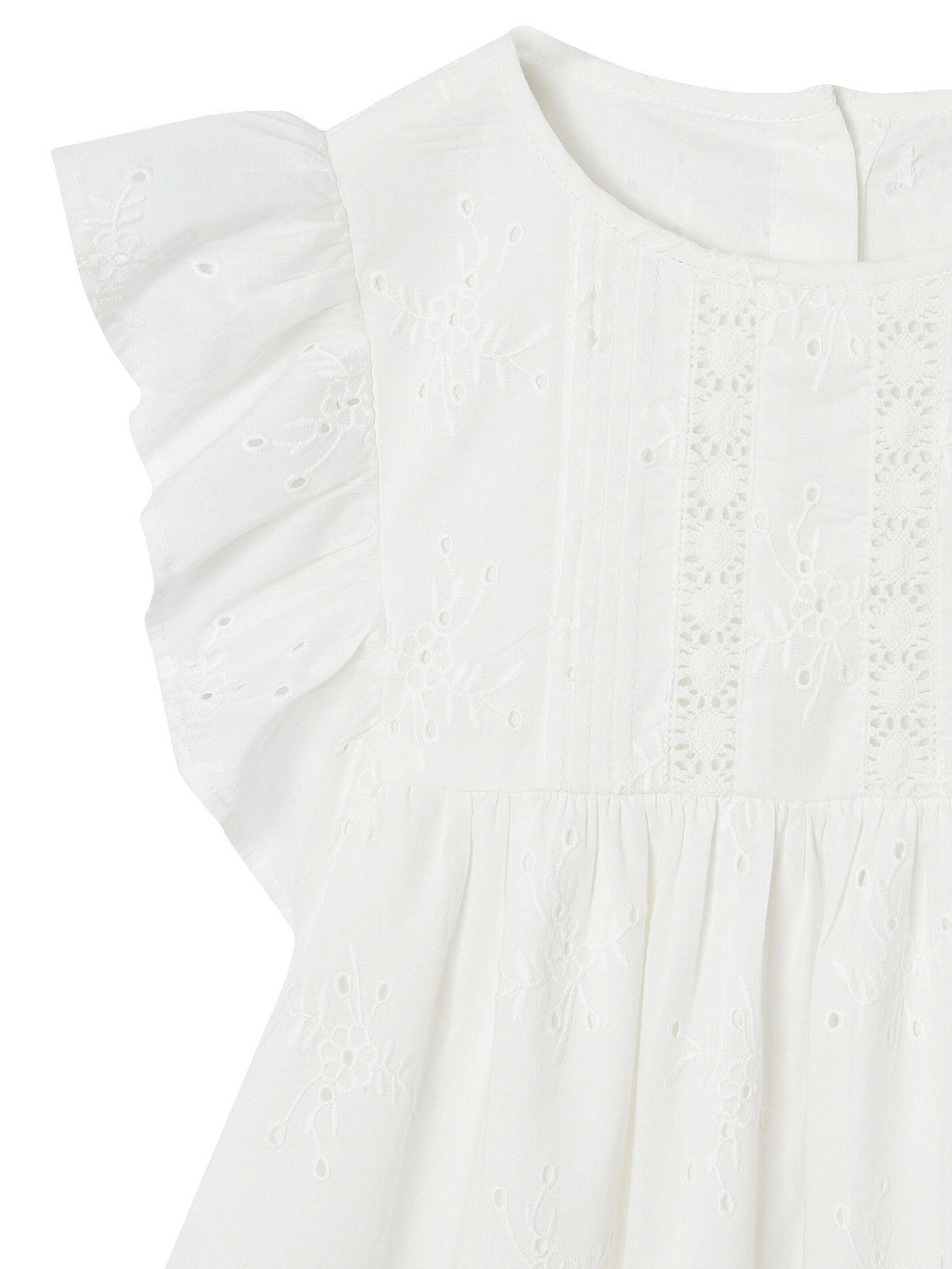 Vertbaudet Festliches Mädchen Kleid mit Lochstickerei weiß