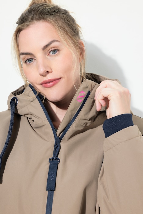 Funktionsjacke, oversized, Teddyfutter, Kapuze, 2-Wege-Zipper