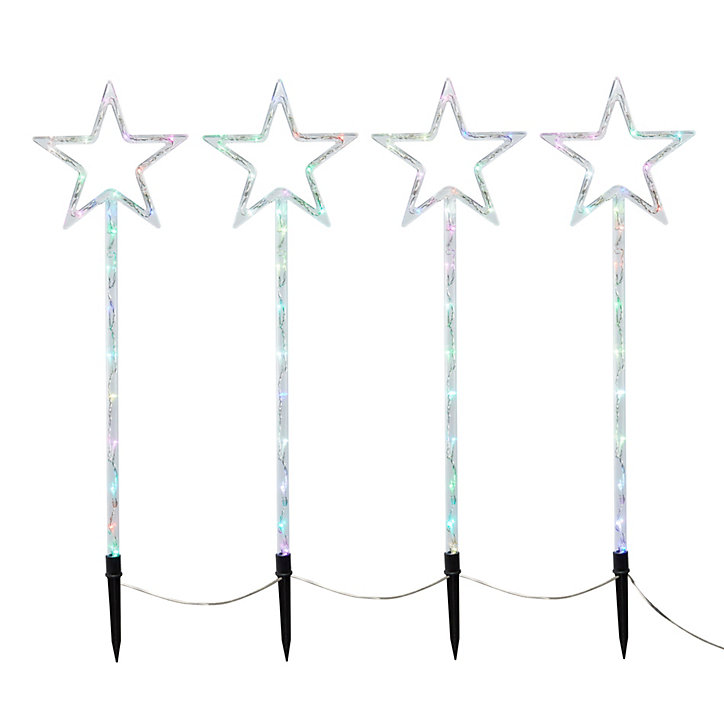 Etoiles lumineuses à planter intérieur/extérieur, lot de 4
