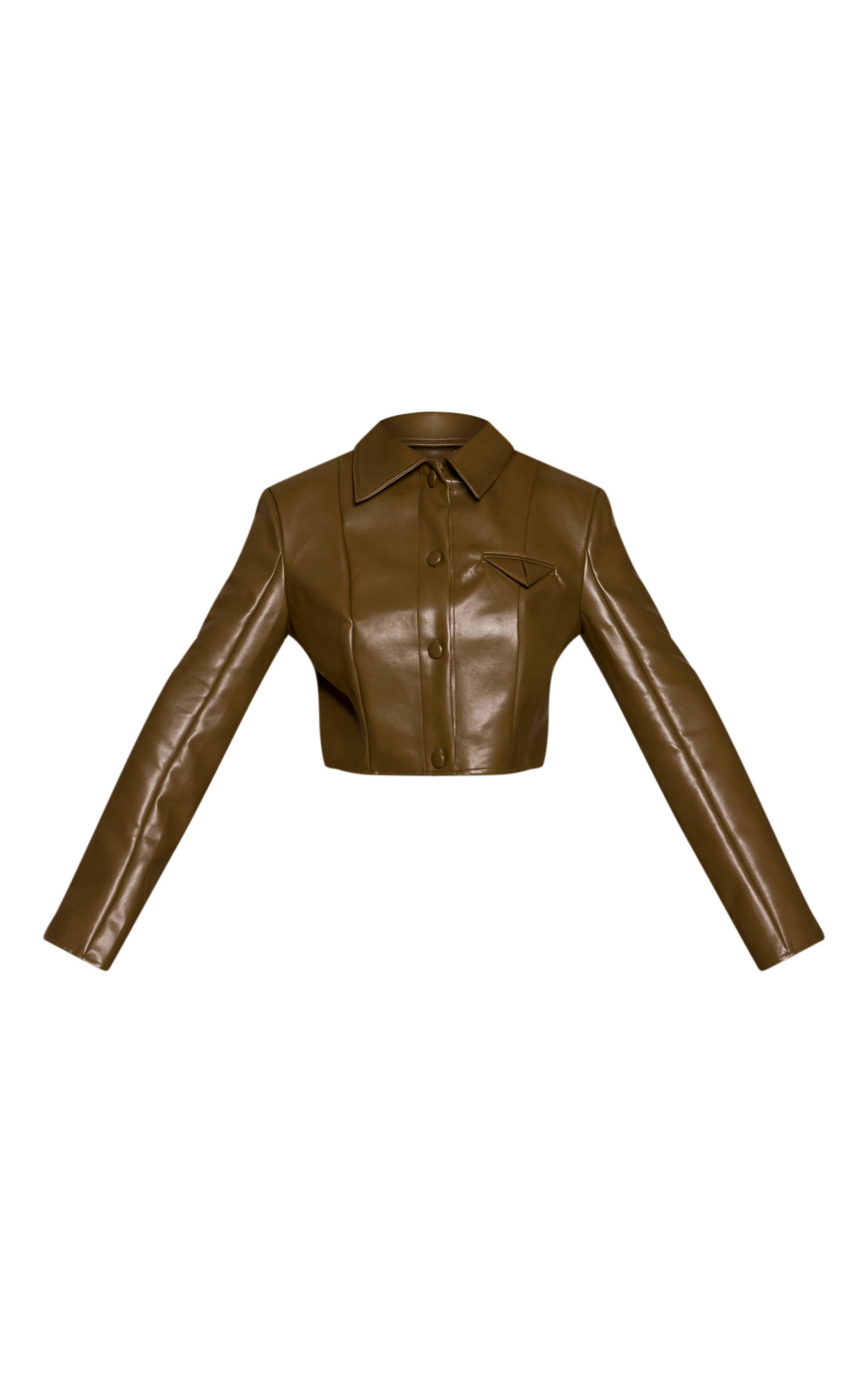 Vert Veste Courte En Synthétiquecuir Shape