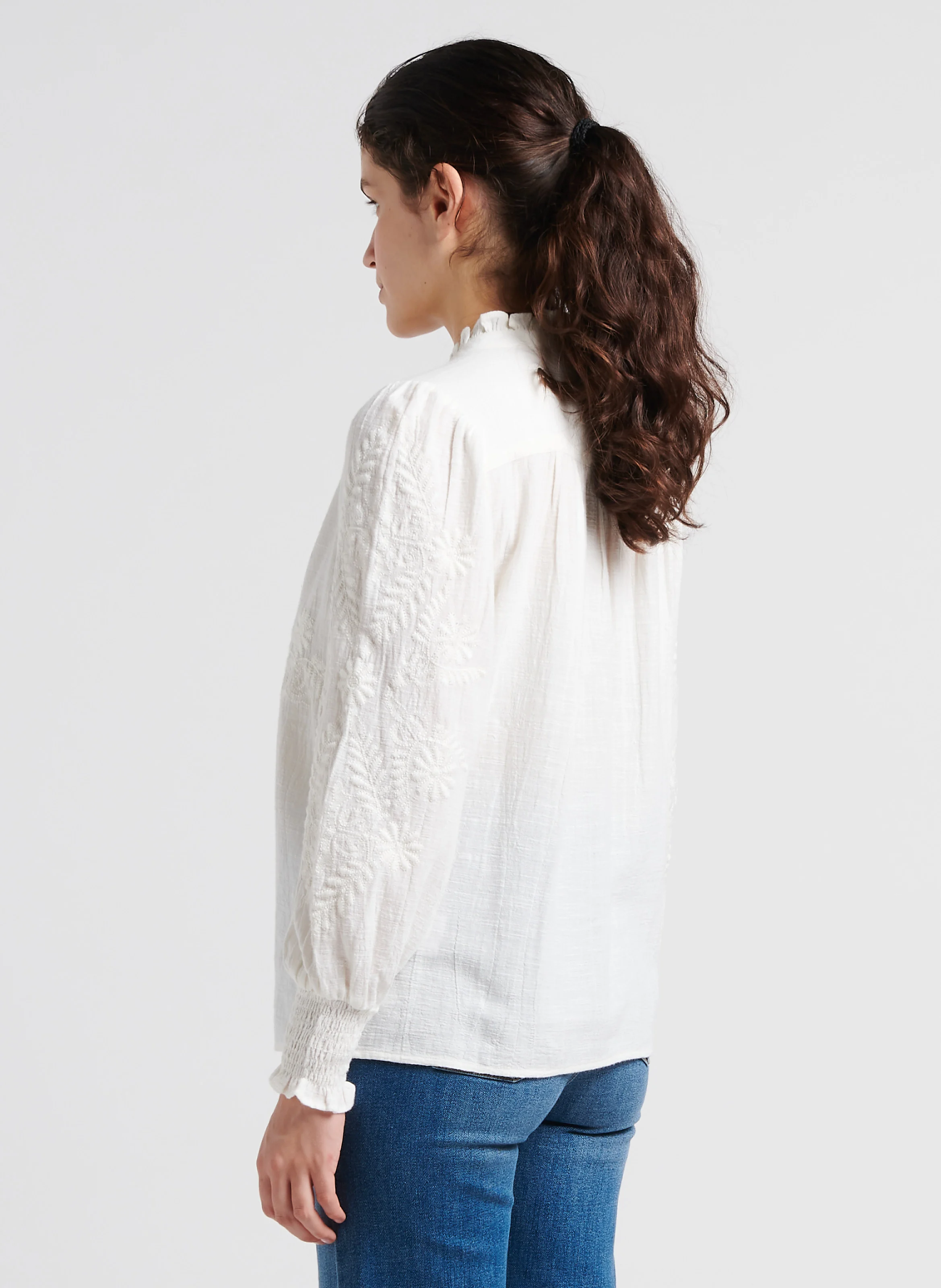 MALIA - Blouse brodée en coton | Blanc