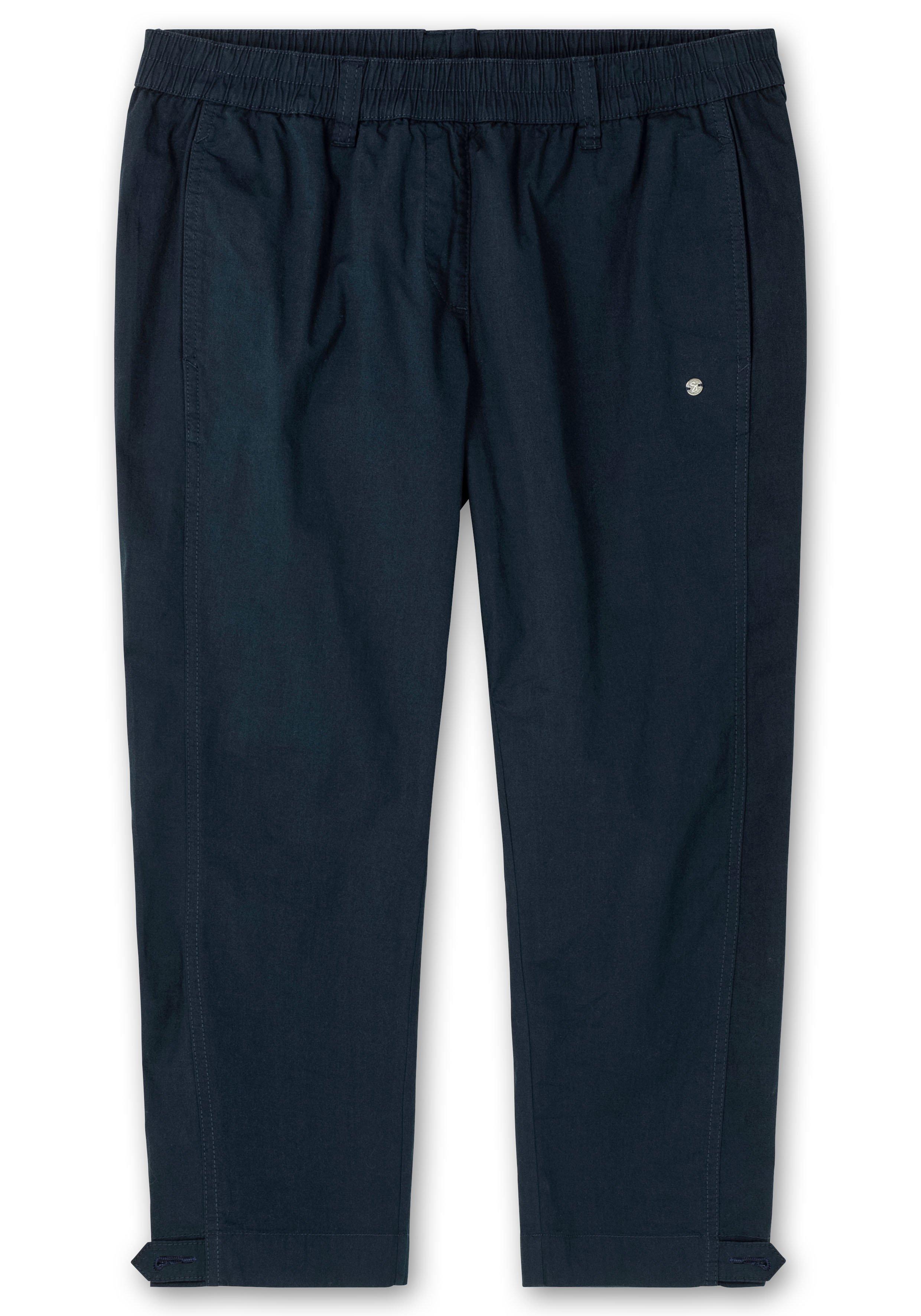 Gerade Popeline-Hose mit Gummibund und Saumriegel