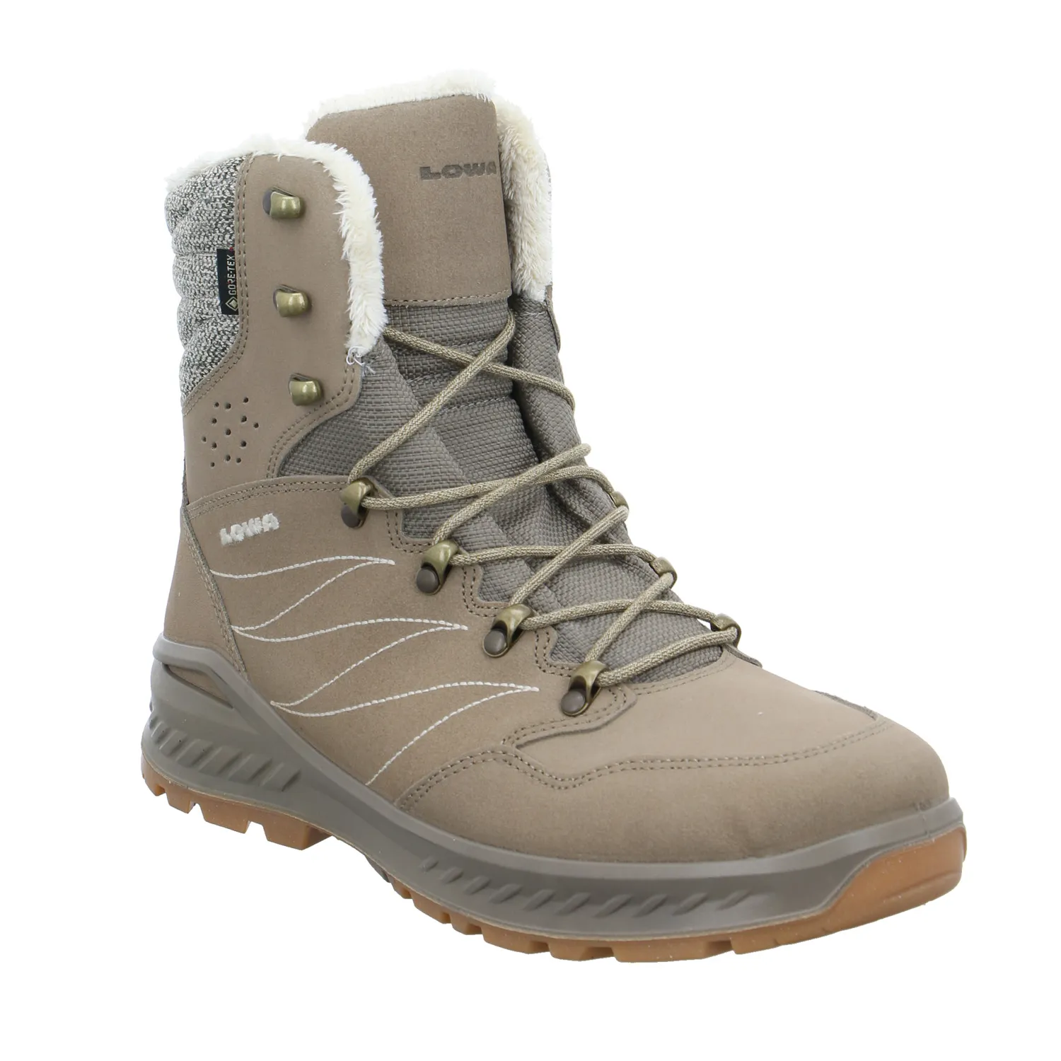 LOWA Snowboots Damen Beige Leder
