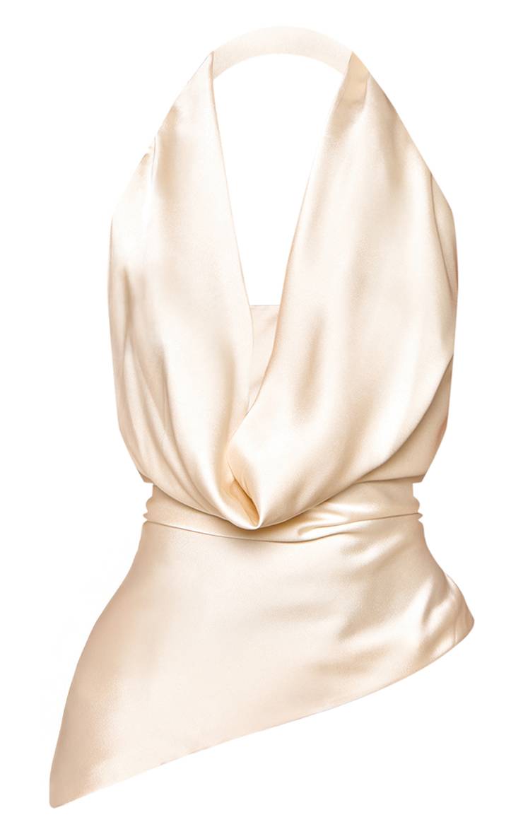 Butter Yellow Haut En Satin À Col Bénitier Froncé Avec Détail Noué Petite