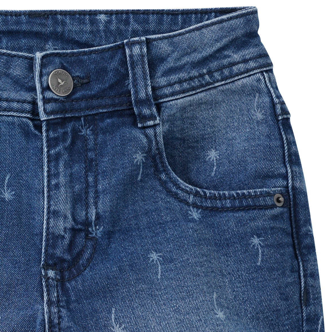 Jonas Nielsen Jungen Jeansshorts mit Palmen blau