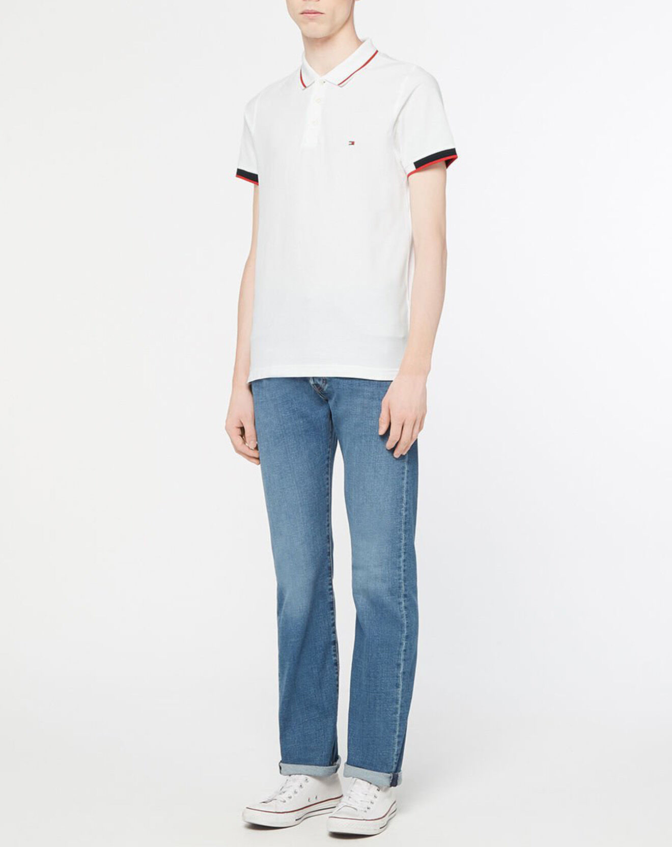 Tommy Hilfiger Polo Slim Rwb Placket Detail blanc