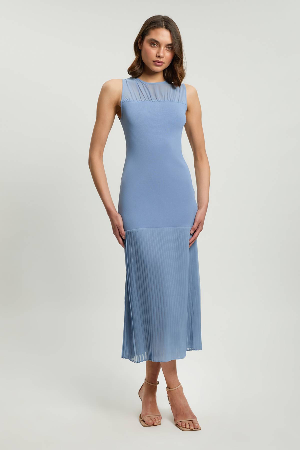 KarenMillen Figure Form Woven Bandage Knit Mix Dress