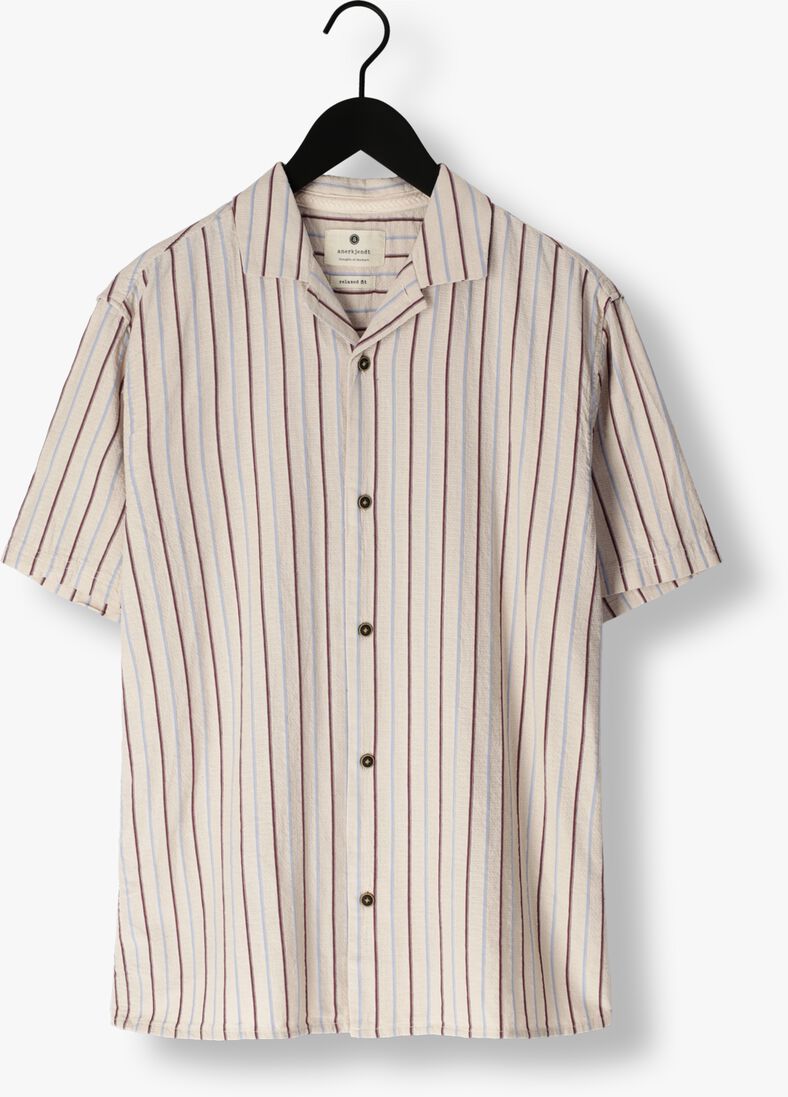ANERKJENDT beige anerkjendt casual overhemd akleon s/s structure shirt