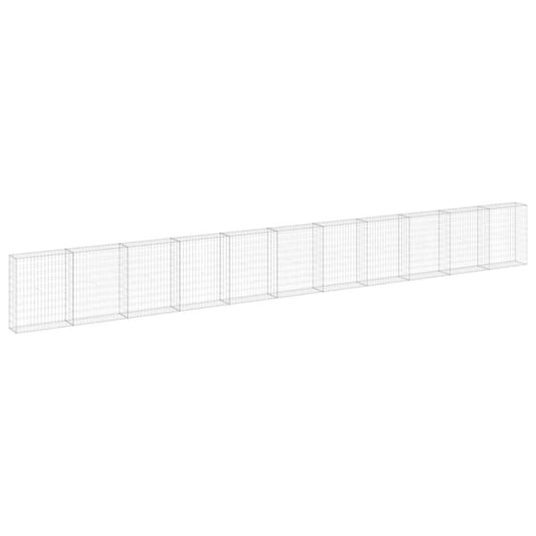 vidaXL Gabion med dekker galvanisert stål 900x30x100 cm