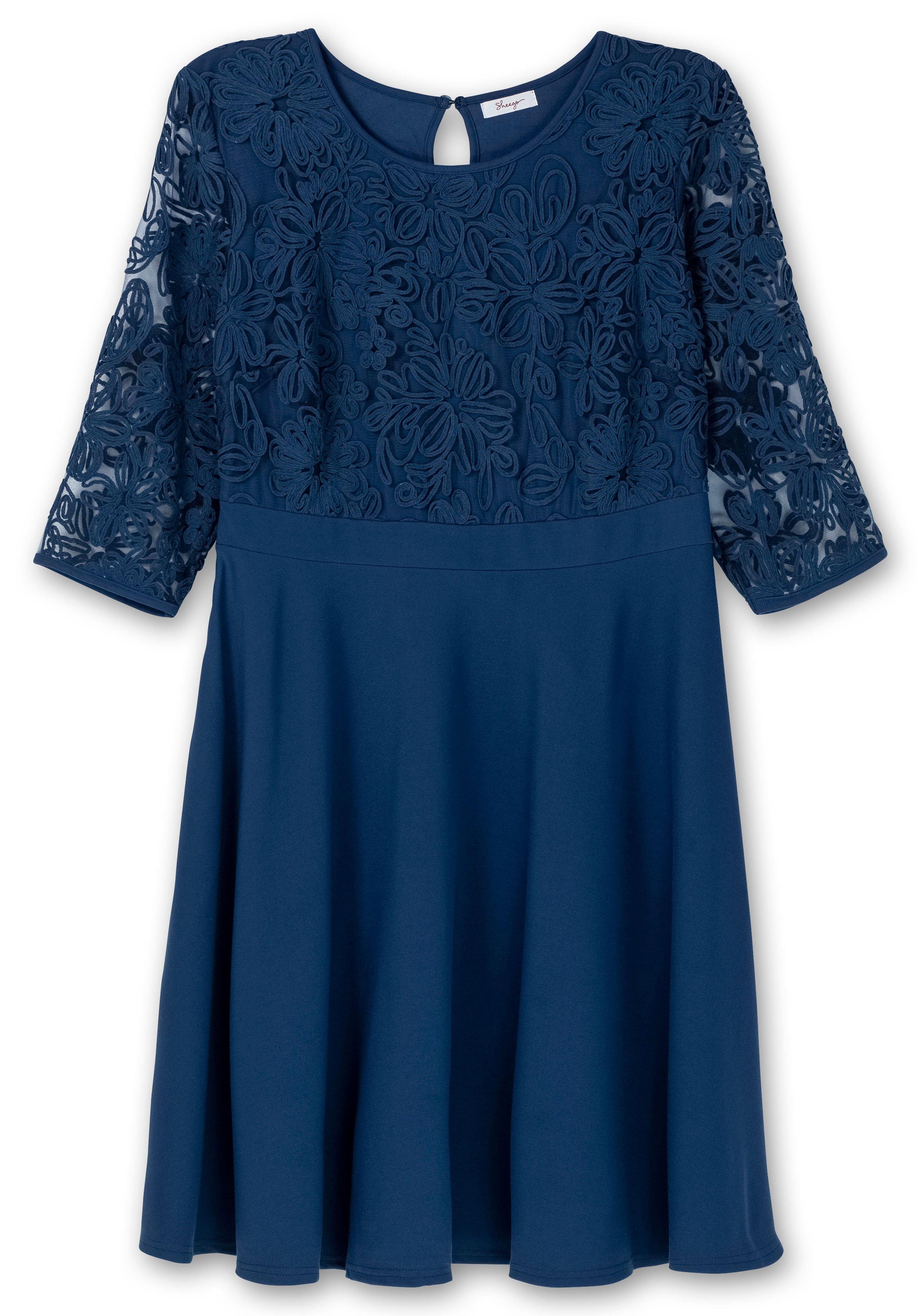 Cocktailkleid mit Zierbortenstickerei am Oberteil