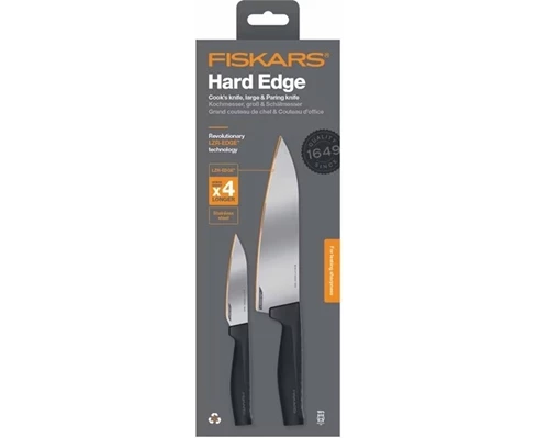 Fiskars Hard Edge knivsett 2 deler -  stor kokkekniv og grønnsakskniv