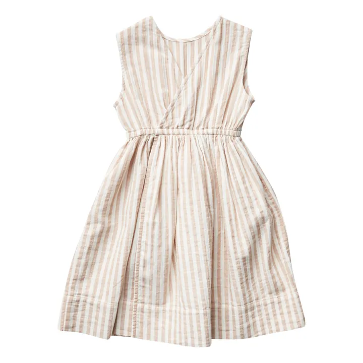 Soor Ploom Robe Gaze de Coton Bio Rayée Orla | Ecru