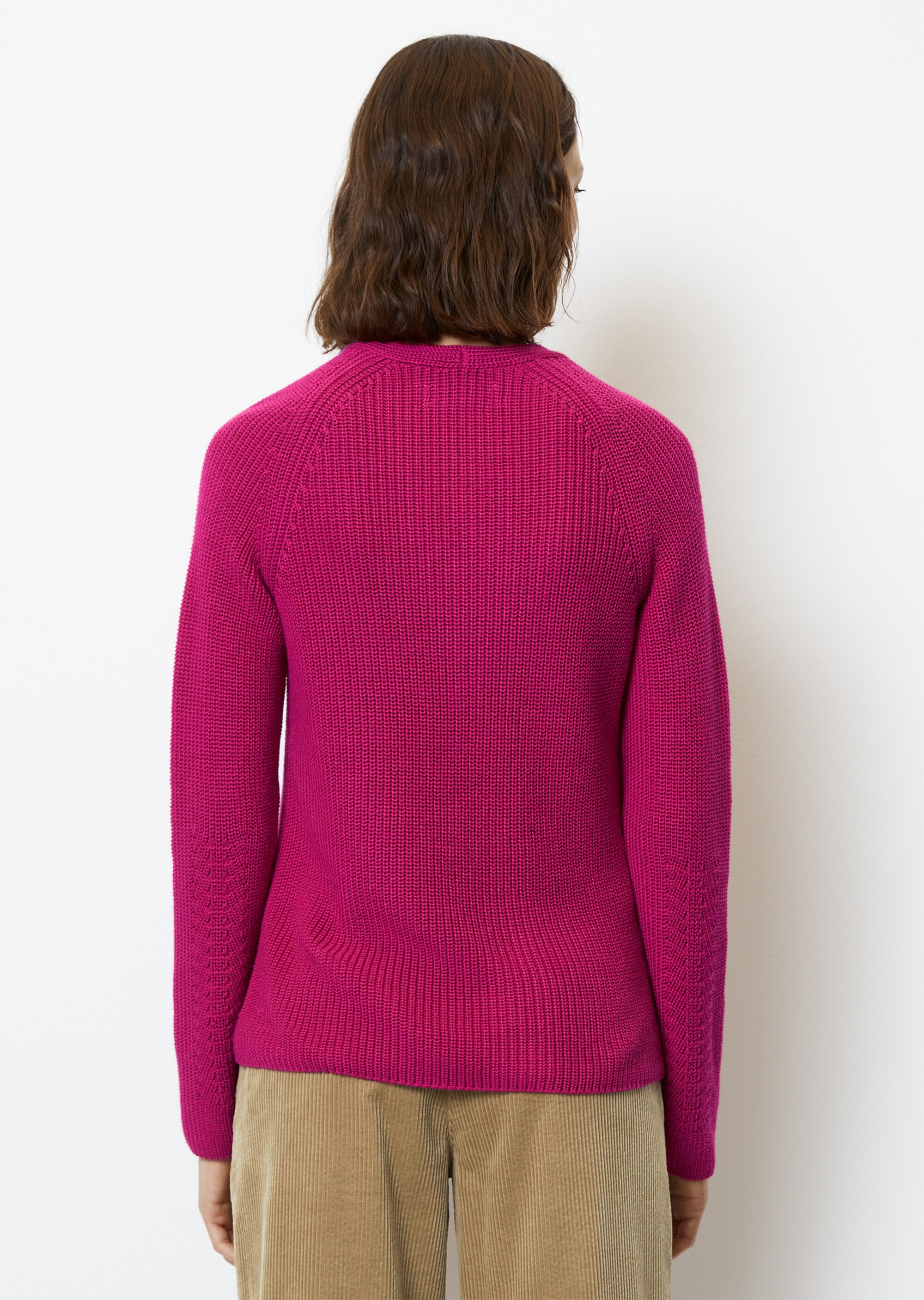 V-Neck-Strickpullover relaxedaus schwerem Baumwoll-Garn