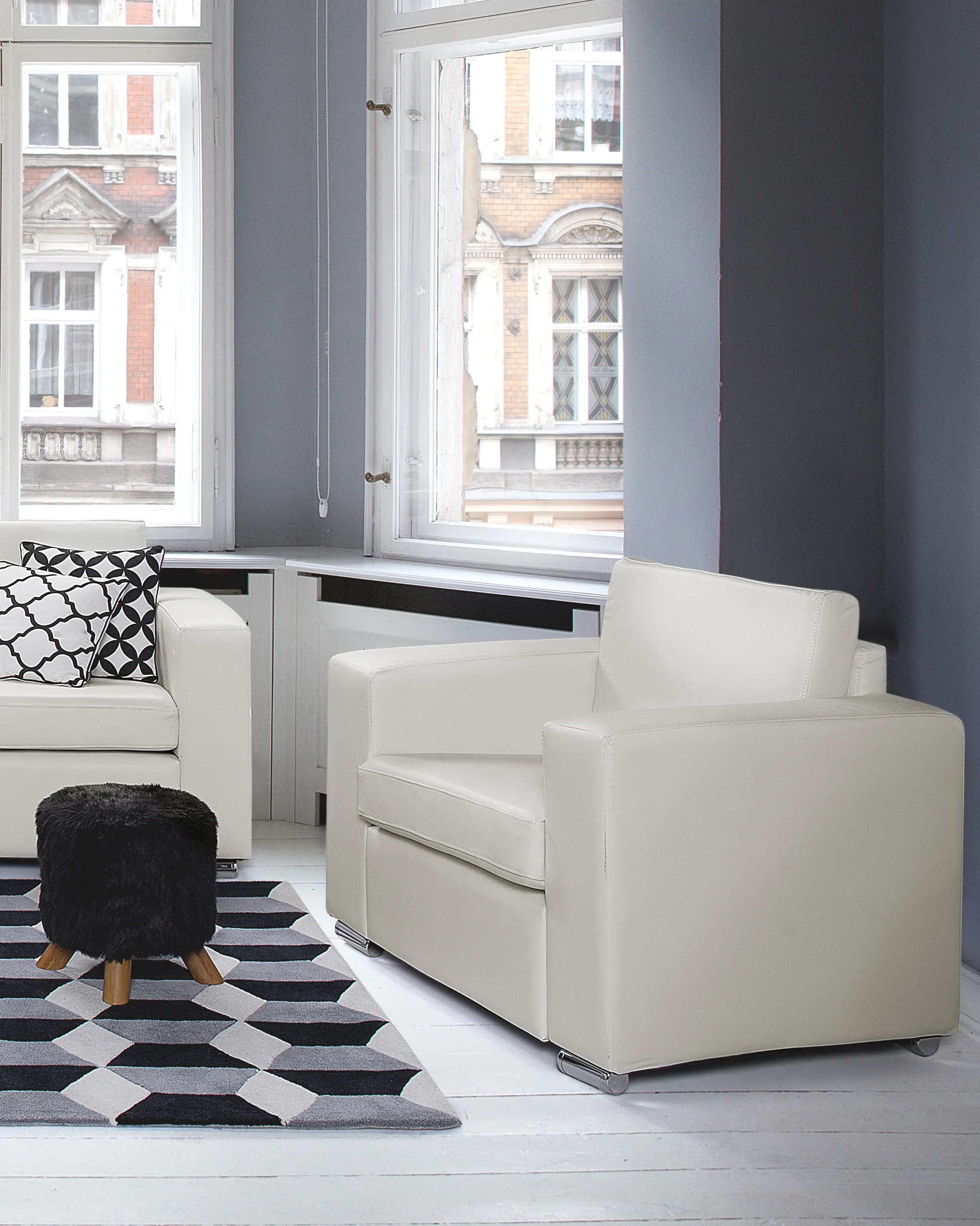 Fauteuil HELSINKI Leer Wit