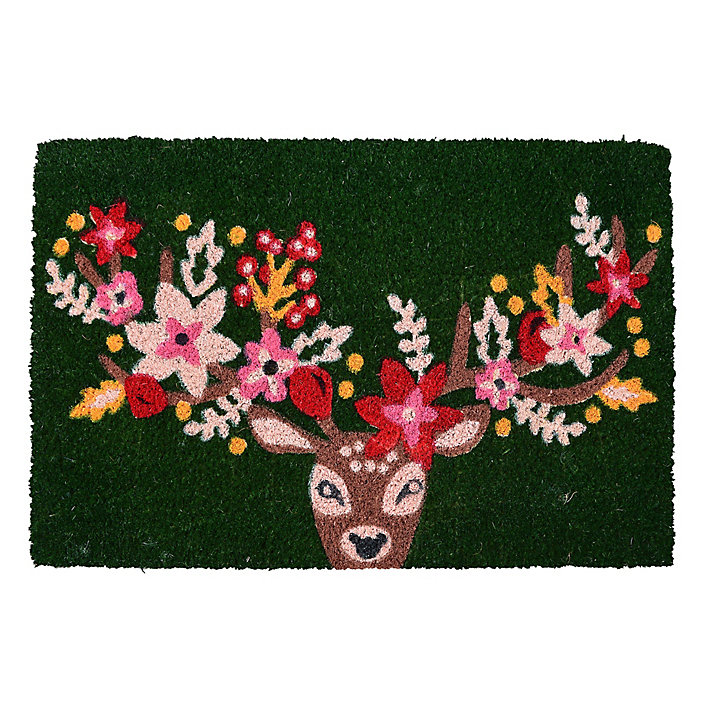 Paillasson de Noël en fibre de coco naturelle imprimé cerf 40 x 60 cm GoodHome