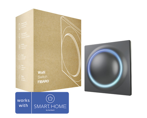 Fibaro Walli Switch inbouwmodule met repeaterfunctie voor het aansturen van één of twee lichtbronnen, zwart - Compatibel met SMART HOME van hornbach