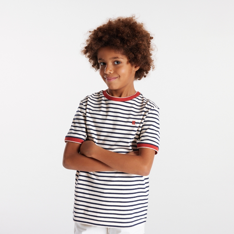 T-shirt marinière bleu garçon
