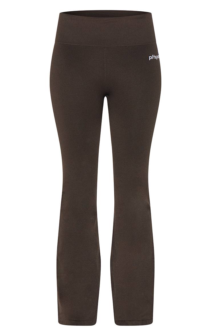 Espresso Pantalon De Yoga Évasé Taille Haute Avec Détails Côtelés Sans Couture Plt Sport