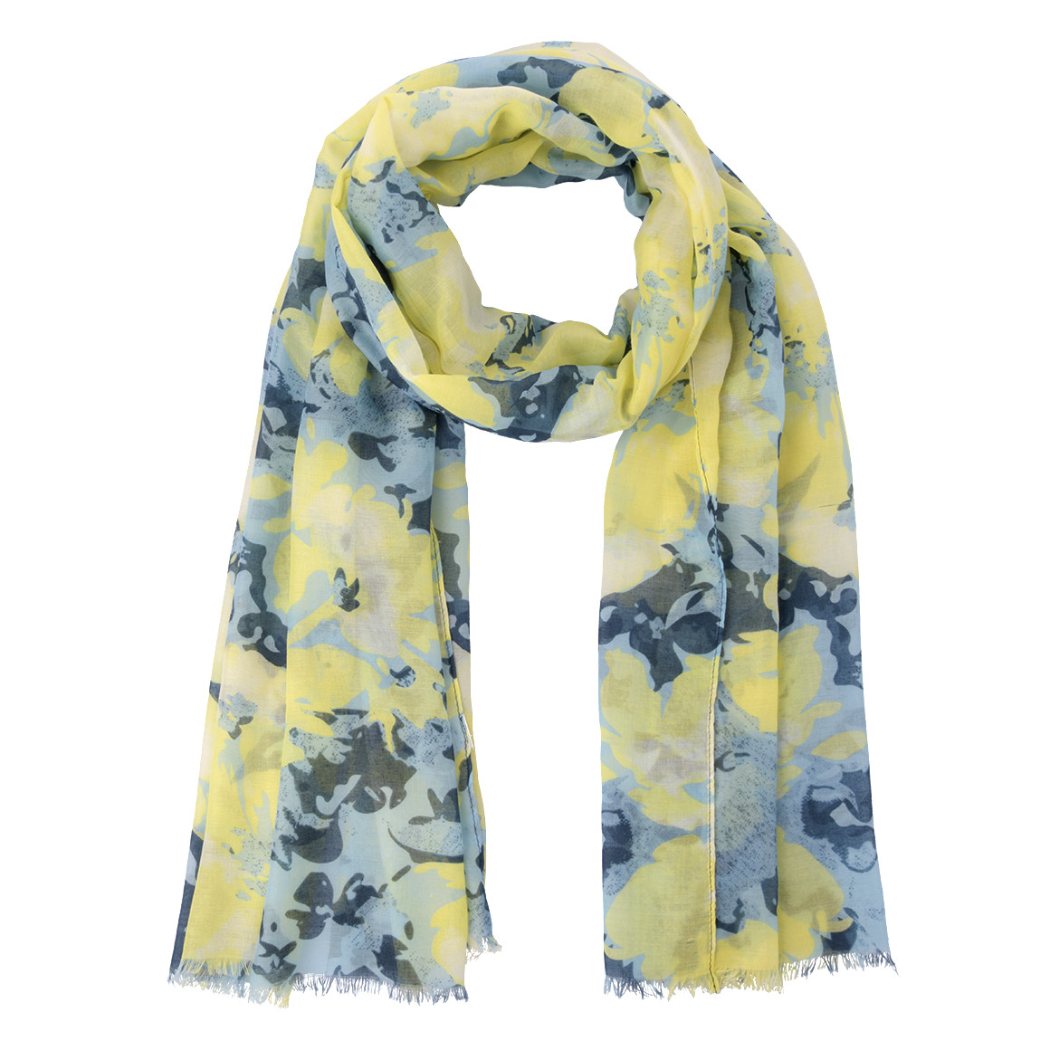 Gina Damen Tuch mit floralem Muster hellblau / hellgelb / dunkelblau