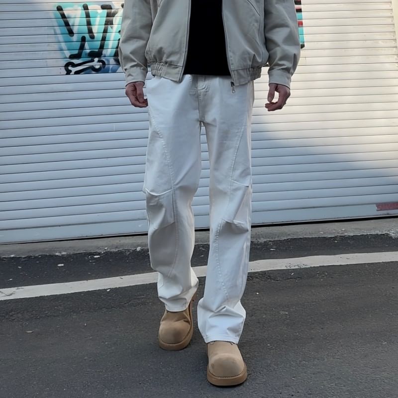 blastealle - Mid Rise Plain Straight Leg Pants