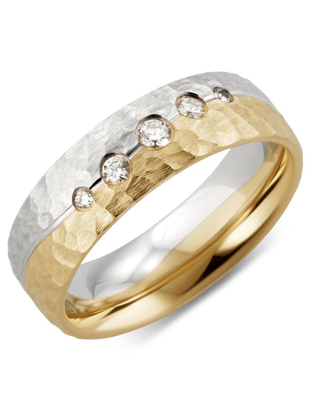 Band-Ring, Brillanten, Platin 600 und Gold 585, bicolor