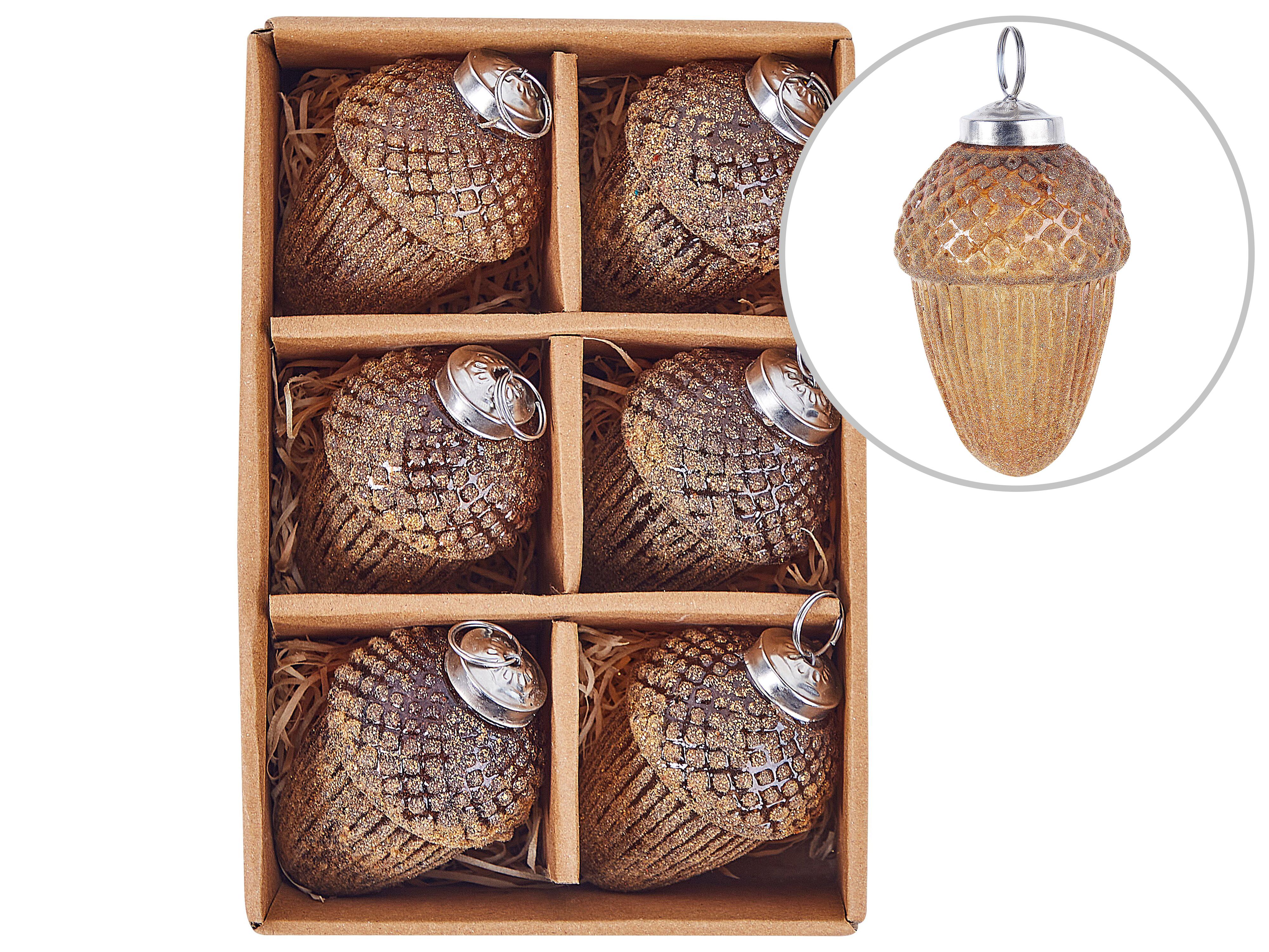 Set van 6 kerstballen AMBRE Glas Goud