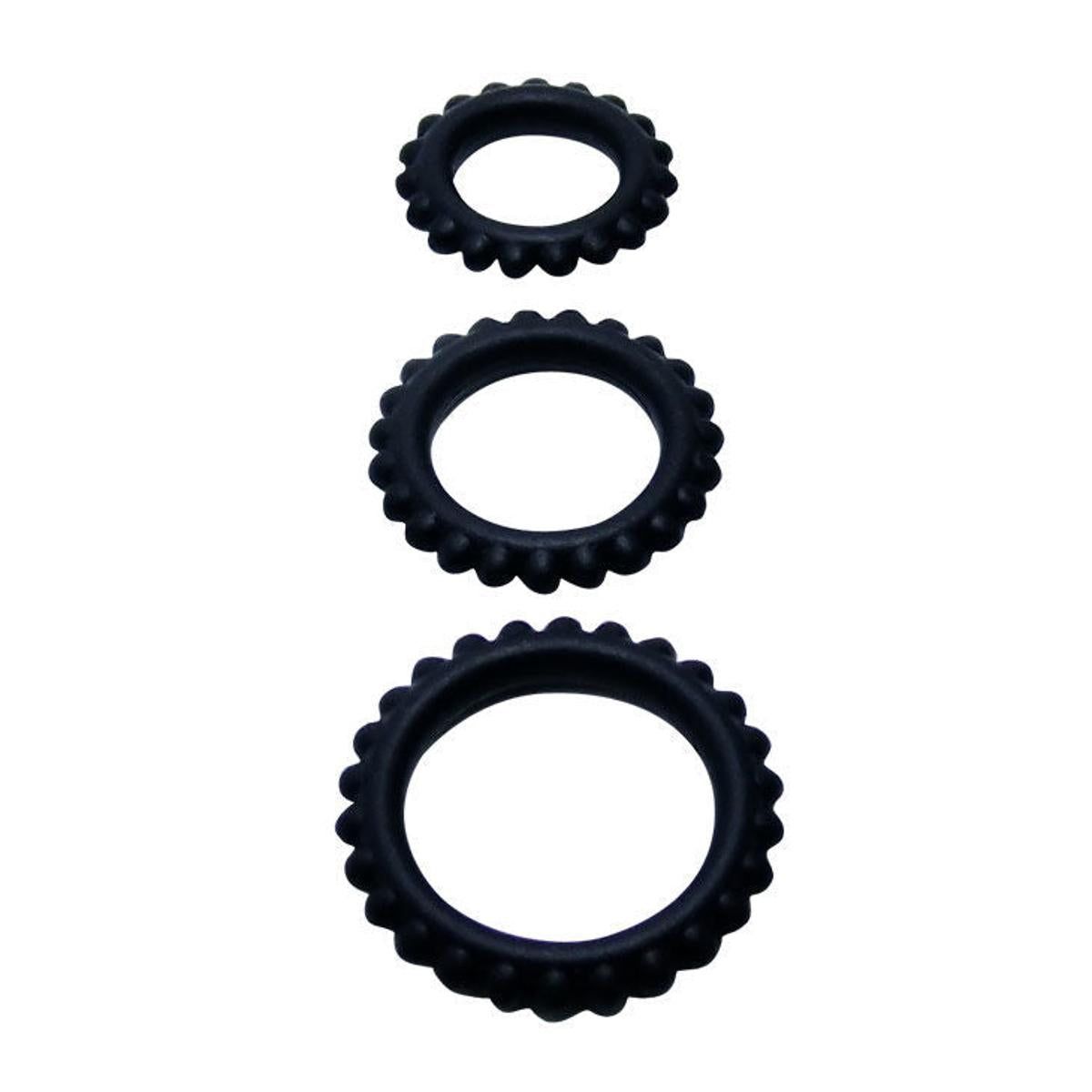 3-teiliges Penisring Set mit Noppen | 100% Silikon | Baile