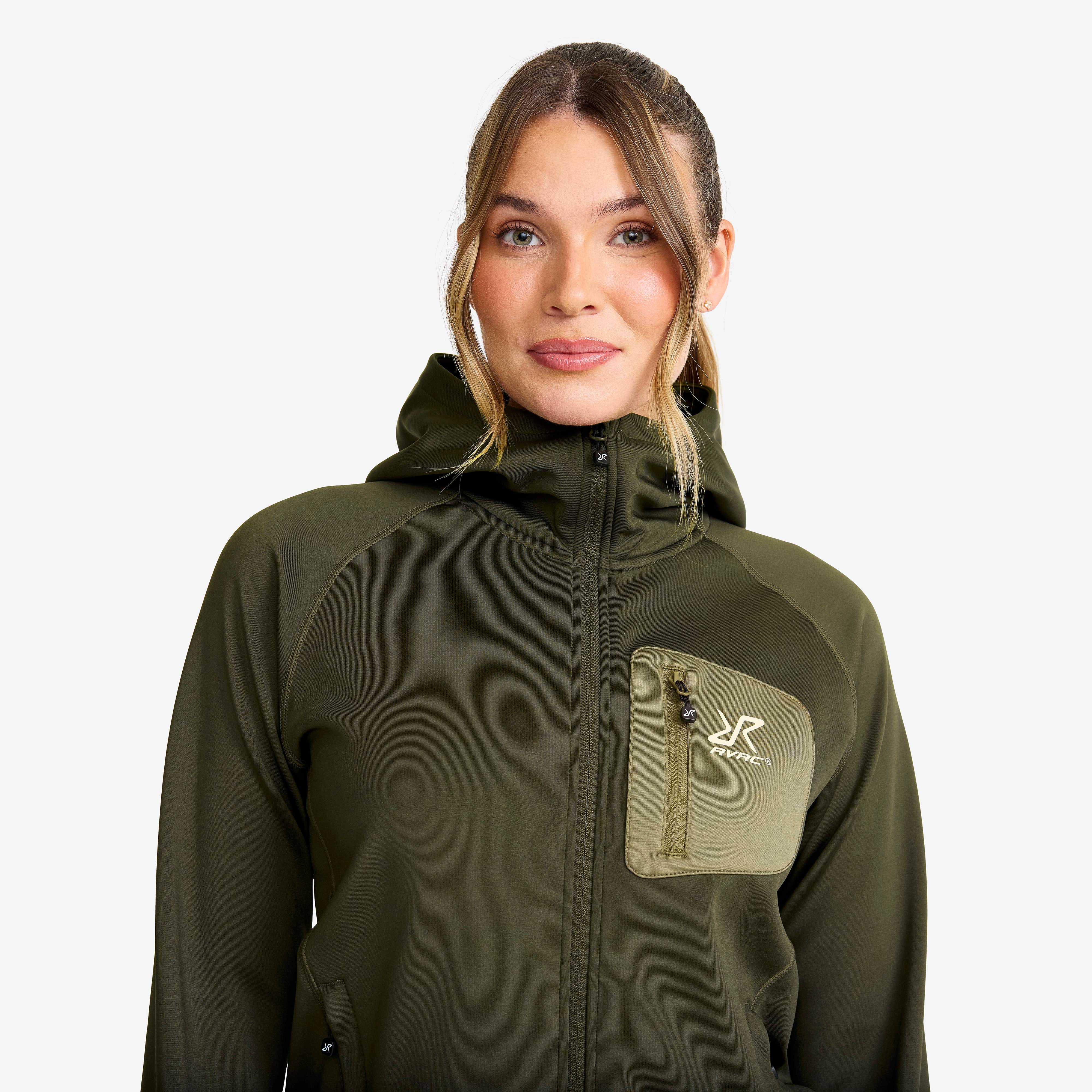 Evolution Stretch Fleece Hoodie Dame Forest Night