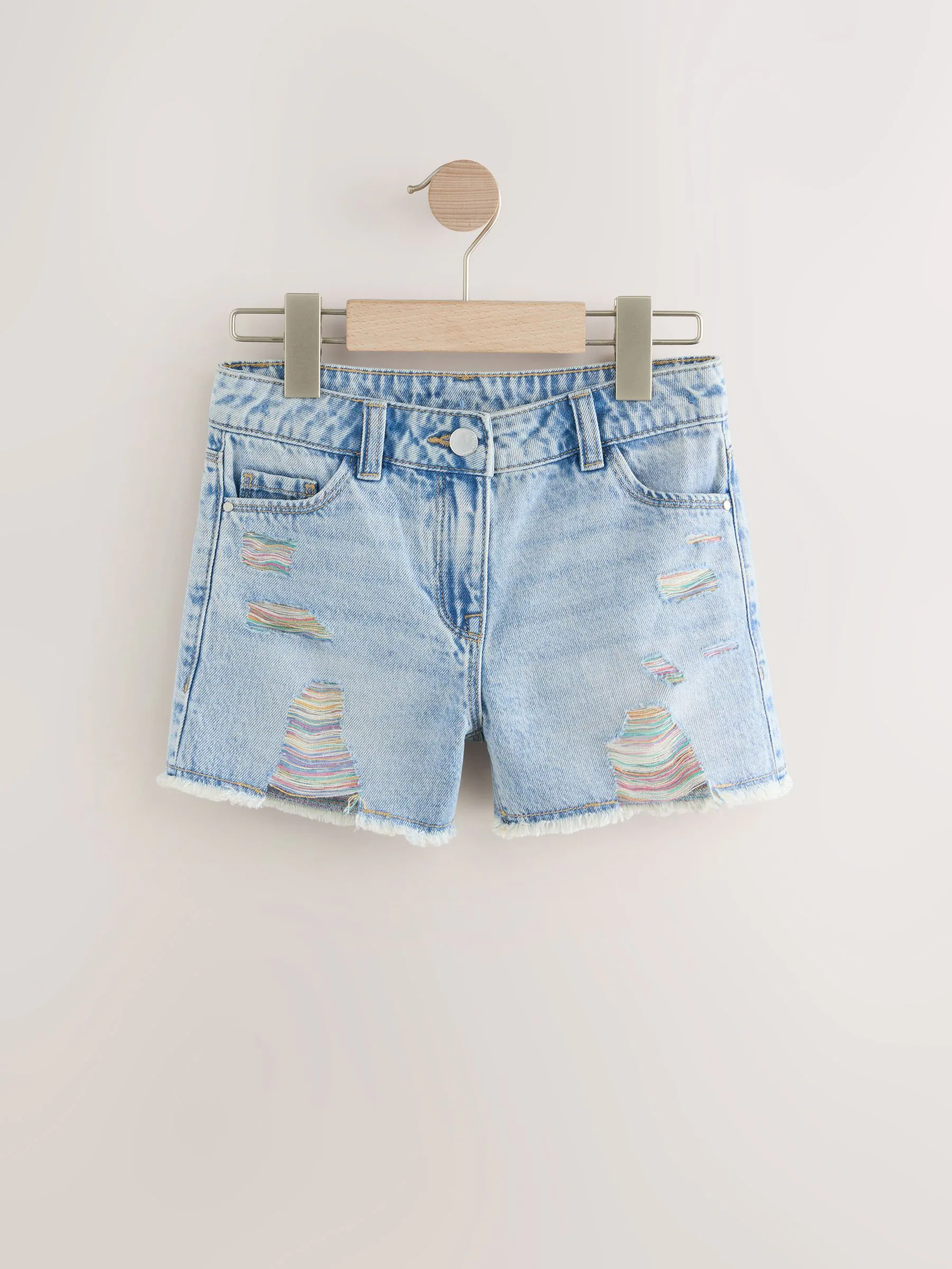 Regenboog - 100% katoenen shorts met gerafelde rand (3-16jr)