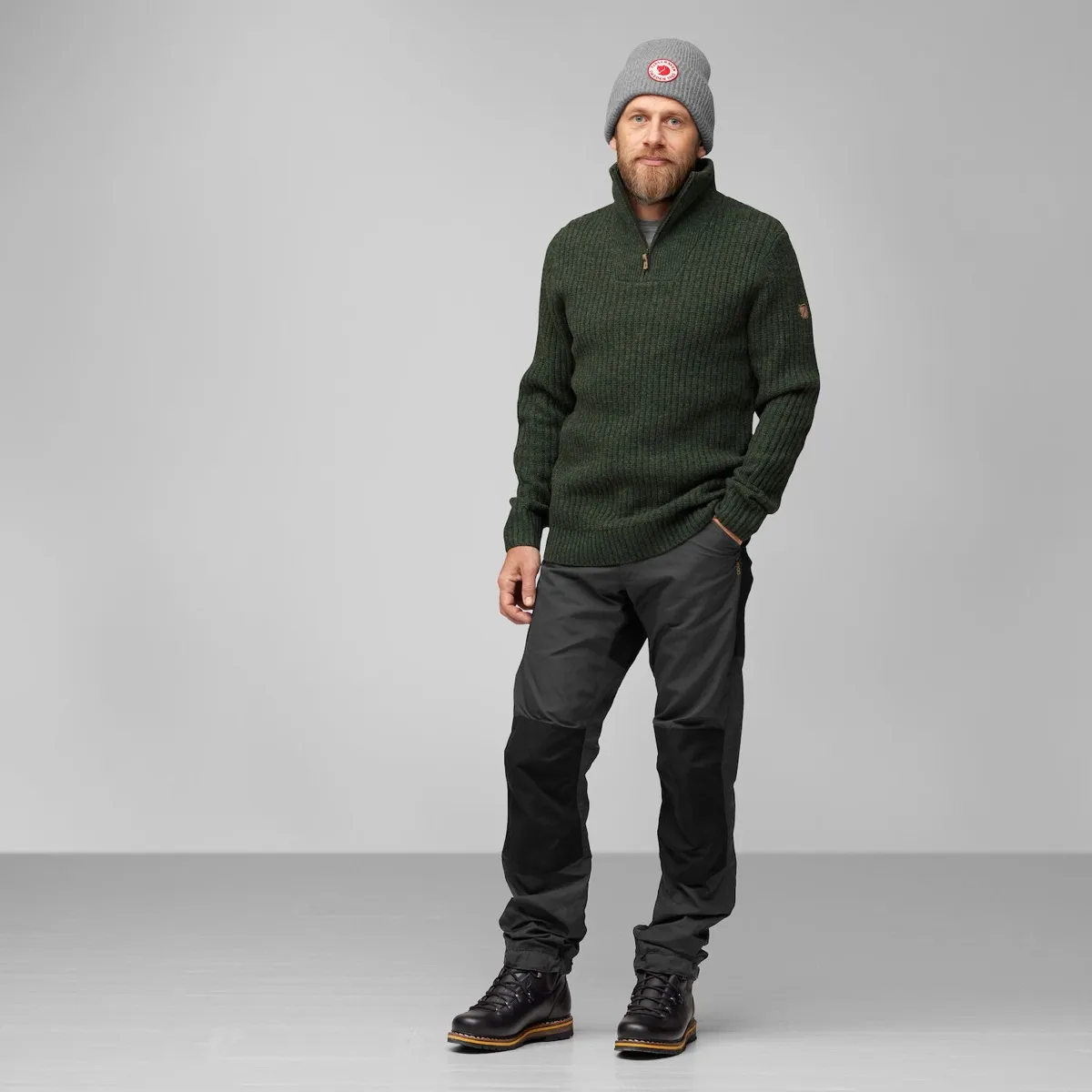 Fjällräven Övik Half Zip Knit M Dark Grey