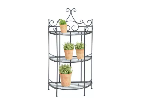 Etagère demi-ronde pliante - L 59,5 x l 30 x H 114,5 cm - Noir