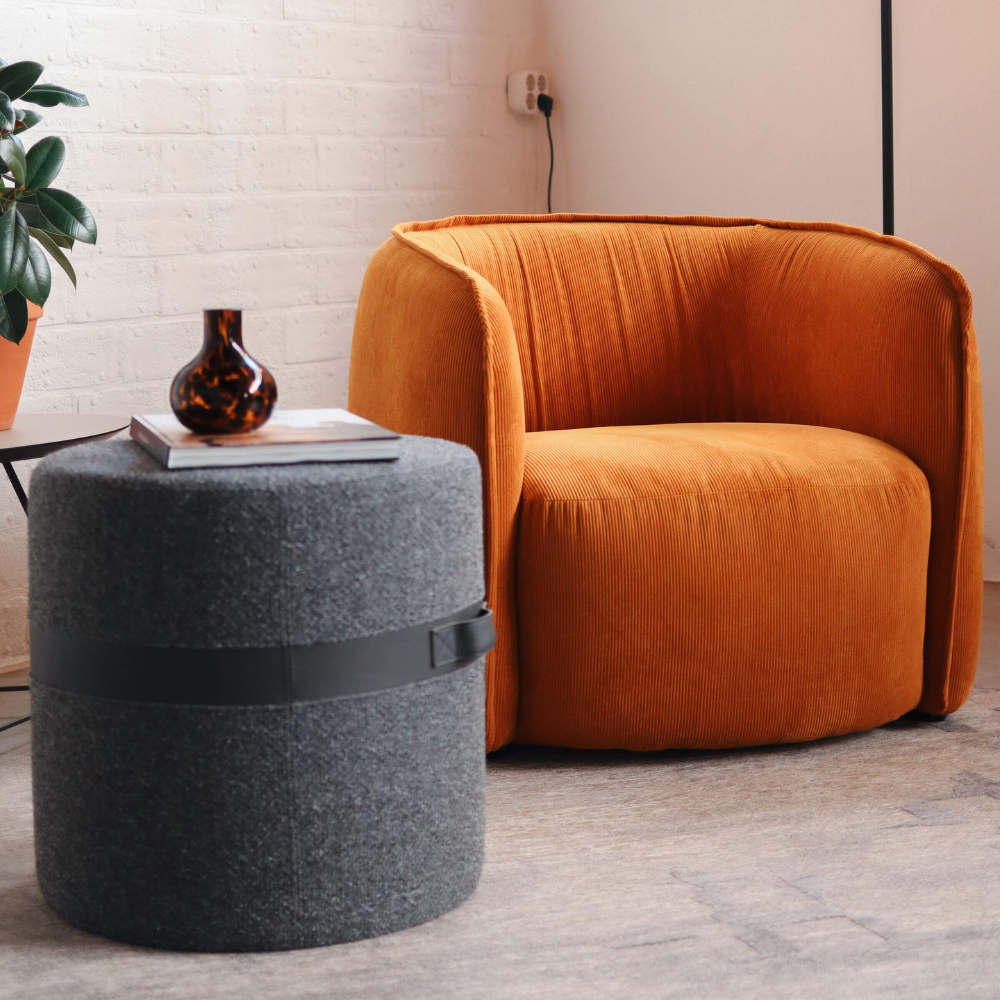 They & Me Hocker Bronx donkergrijs 45 x 45 x 40 cm