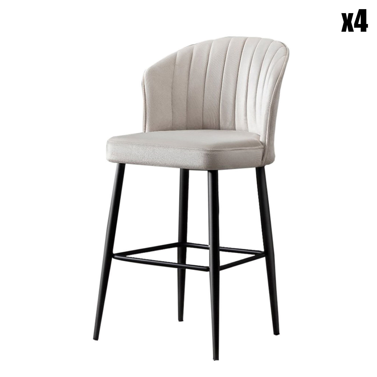 Homitis 4 Tabourets de bar Rubi crème - 52x97x42 cm