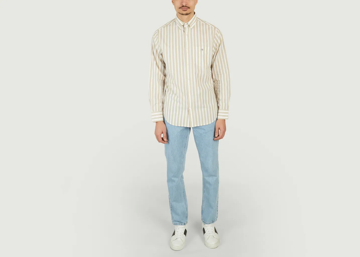 Chemise droite rayée en popeline de coton Gant