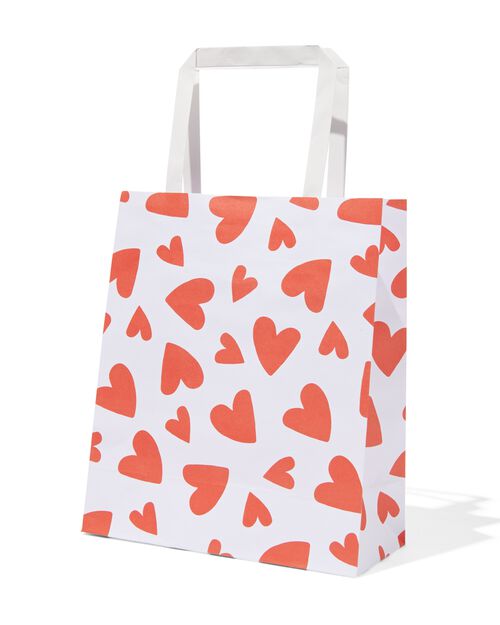 6 sacs cadeaux en papier 21x18x8 coeurs