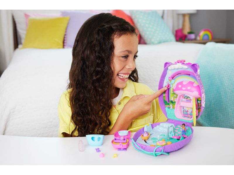 Polly Pocket Spielset Igel-Mama & Baby Schatulle Handtaschen-Spielset mit 2 Puppen & 16 Accessoires inklusive Haustieren