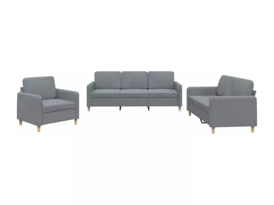 Ensemble de canapés 3 pcs avec coussins Gris clair Tissu