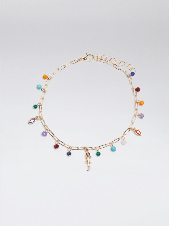 Pulsera Tobillera Con Piedra Y Circonitas - Multicor