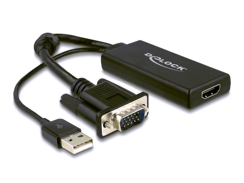 Delock Konverter VGA - HDMI, mit Audio Delock VGA zu HDMI Adapter mit Audio schwarz