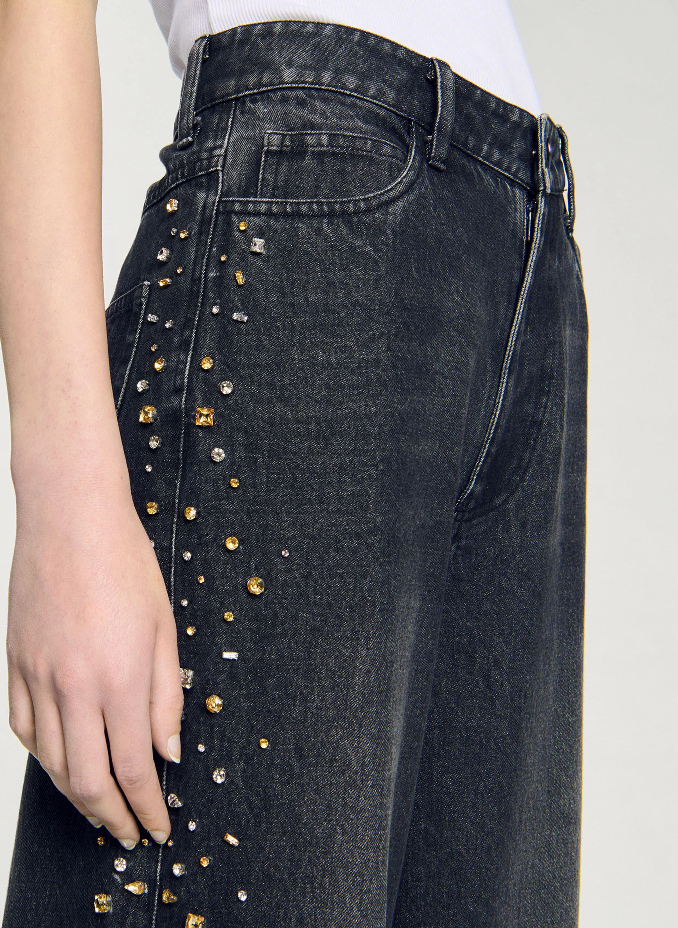 Jean large en coton | Noir