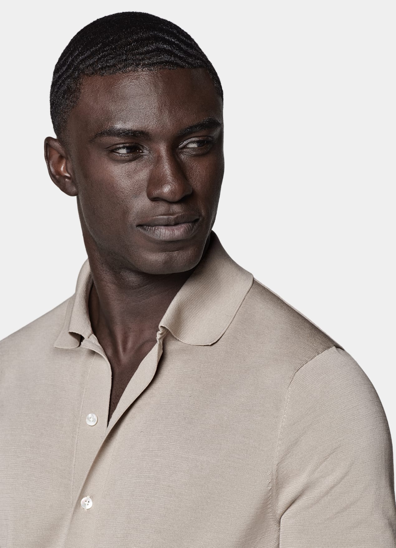 Cardigan type polo taupe clair