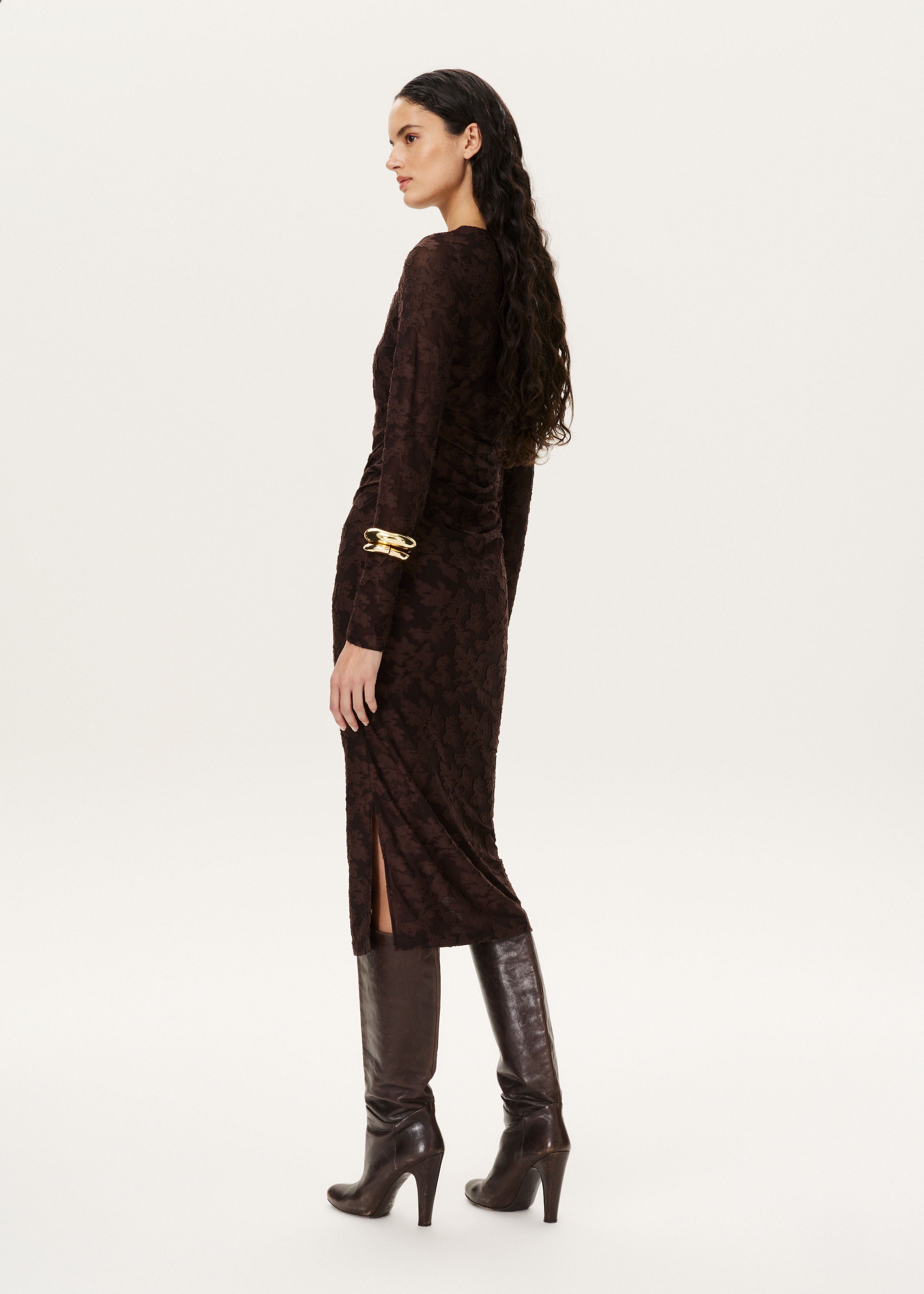 Midi jurk met gedrapeerd detail