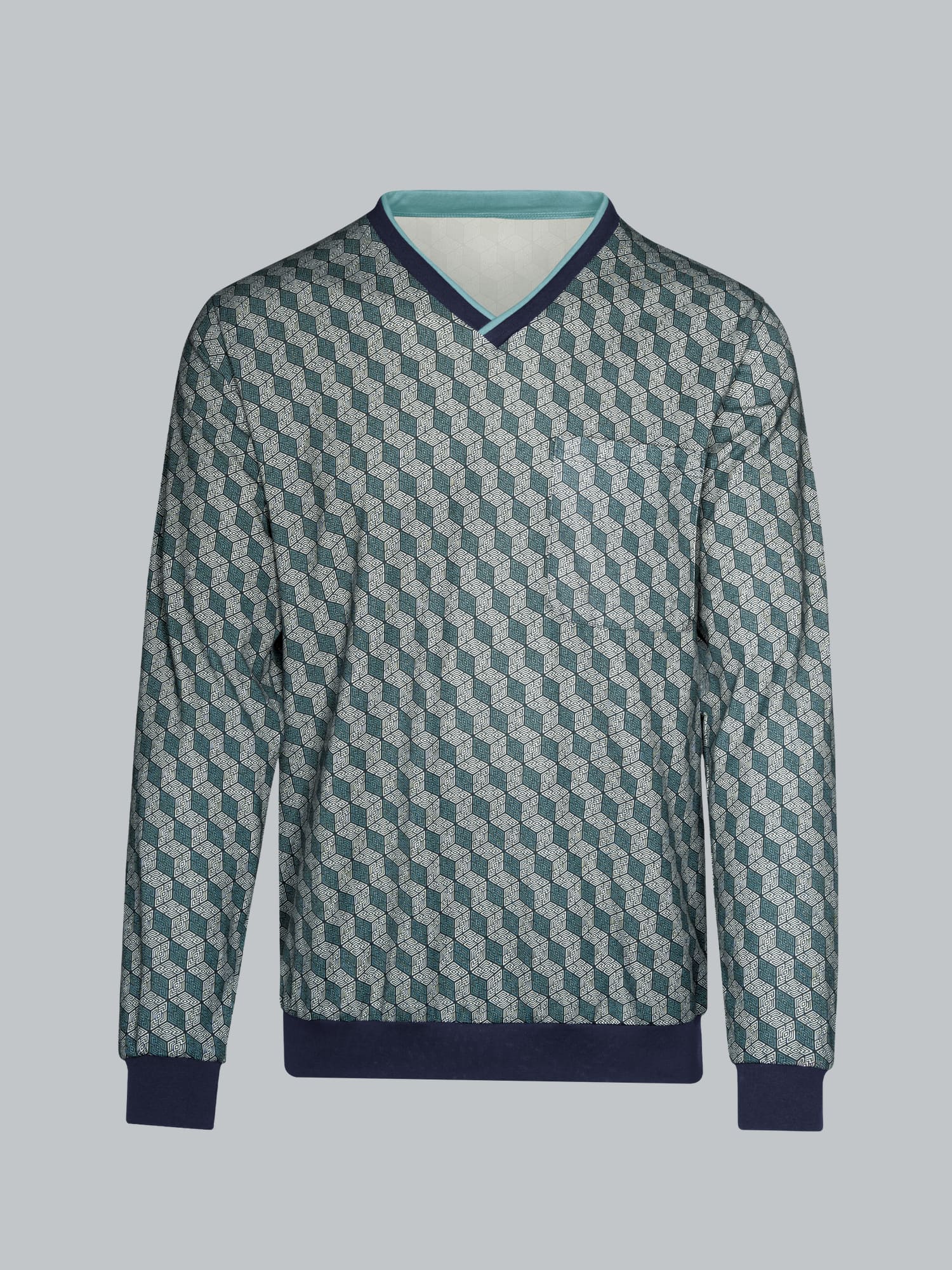 Pyjama-Oberteil mit Allover-Print Navy