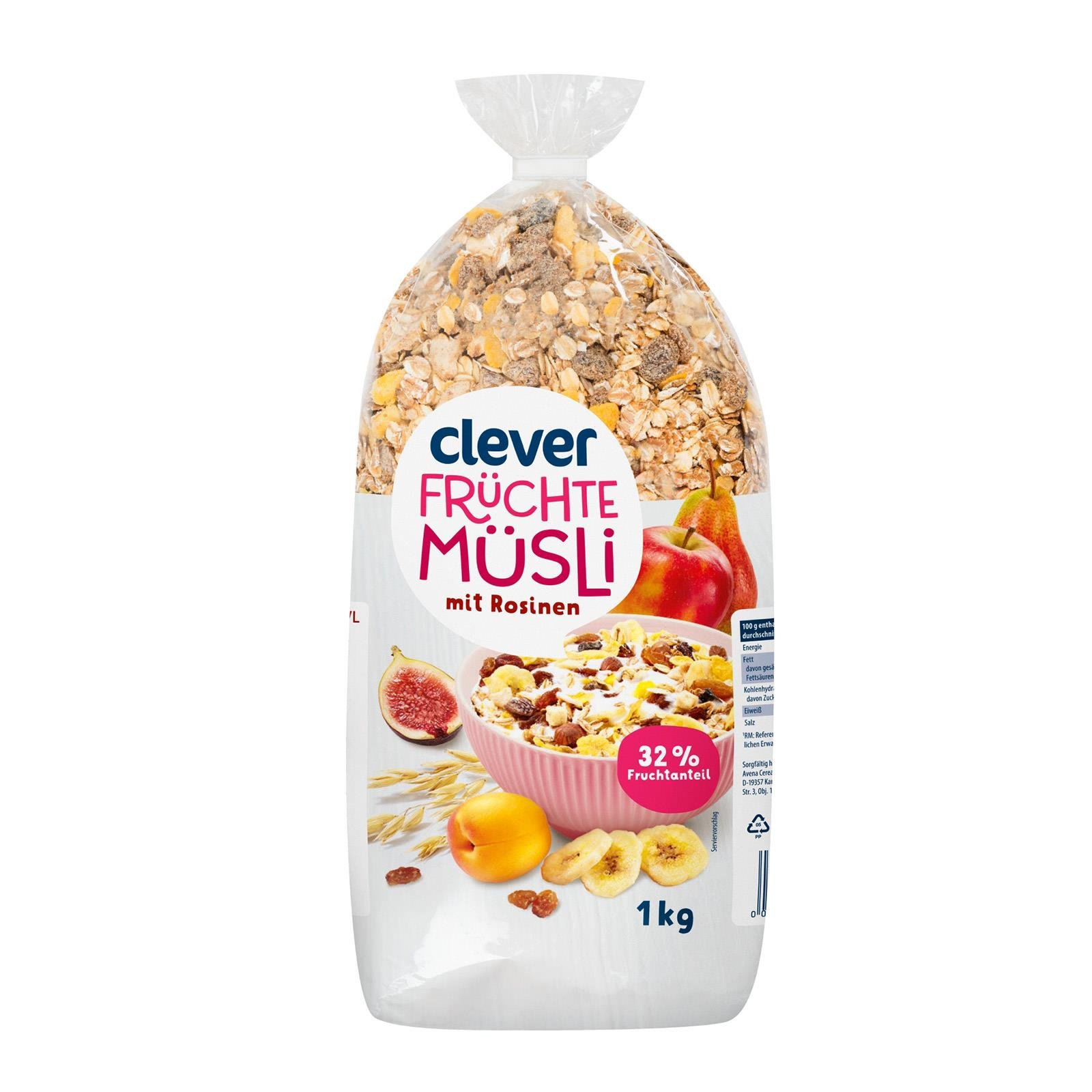 Clever Früchte Müsli 32% Fruchtanteil