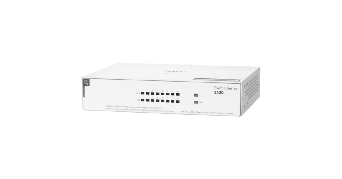 Hewlett Packard EnterpriseInstant On 1430 8G CL4 PoE switch  (64 Watt PoE)