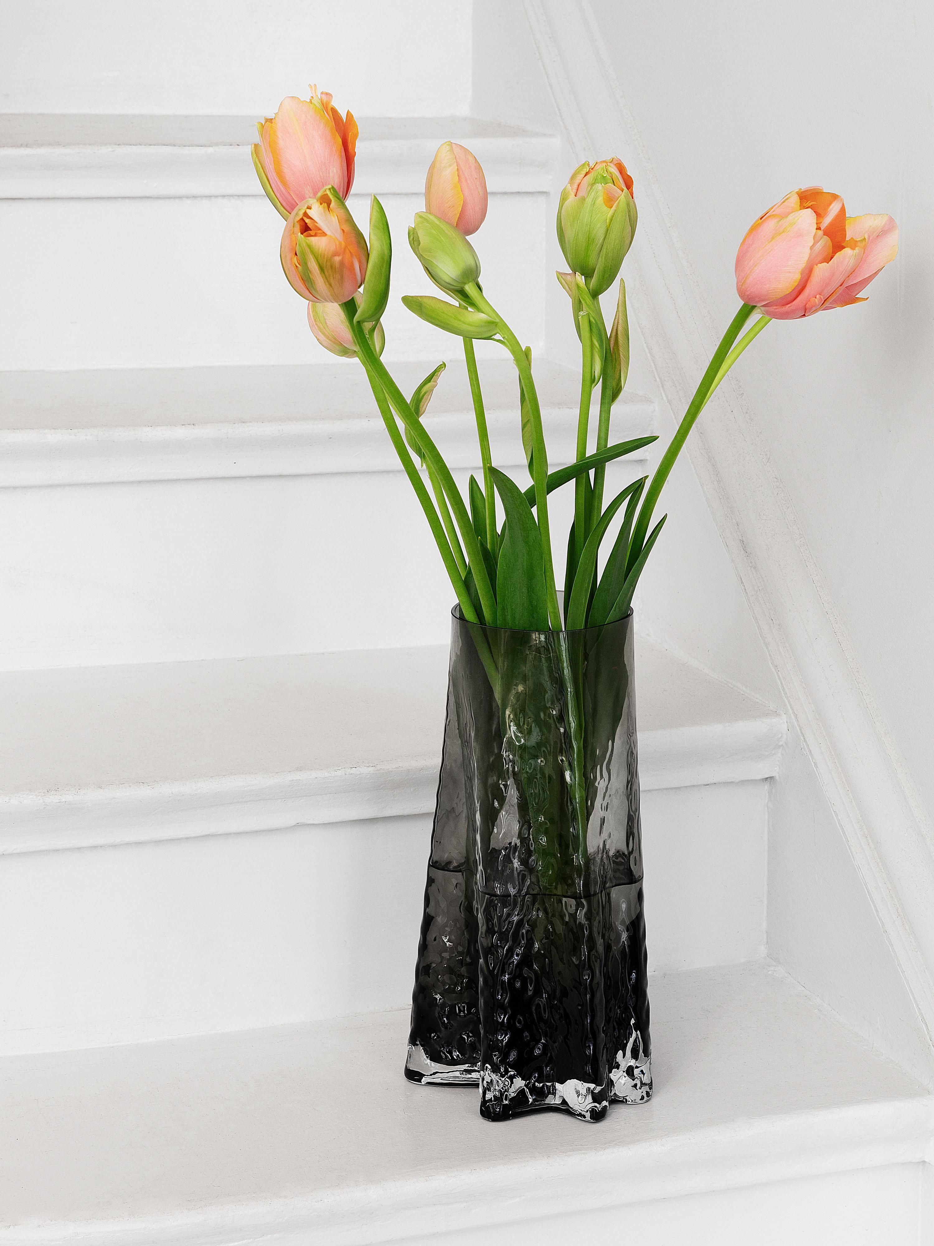 Mondgeblazen glazen vaas Gry met gestructureerde oppervlak, H 30 cm