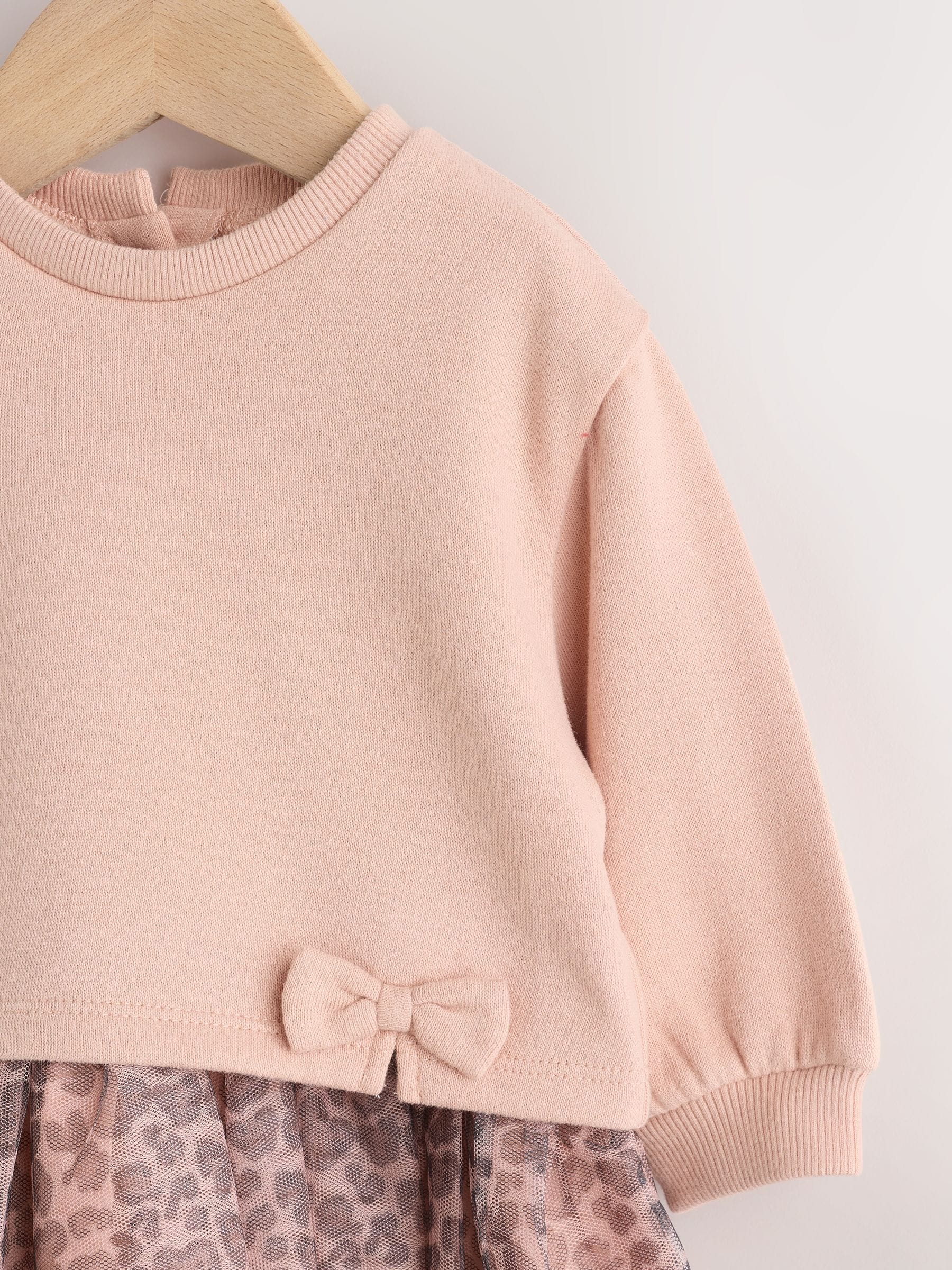 Roze met luipaardprint - Baby Twofer mesh jurk (0mnd -2jr)
