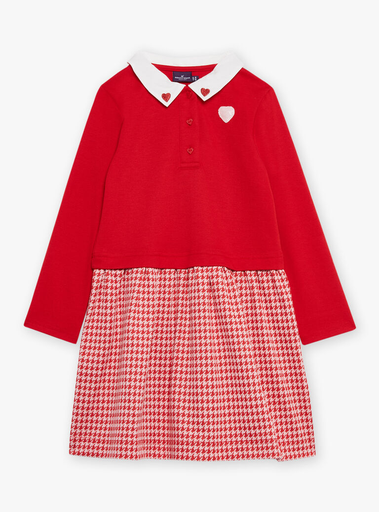 Robe bi-matière rouge vif effet 2-en-1